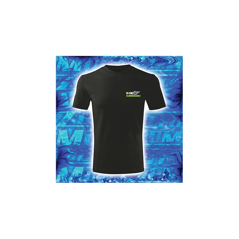 T-shirt z czarnym motywem Kawasaki