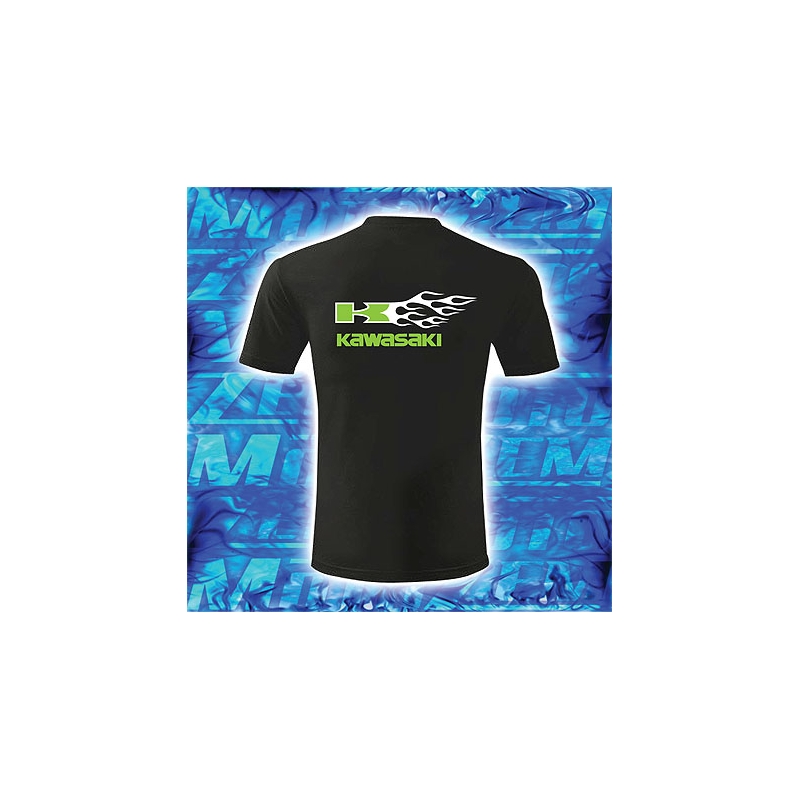 T-shirt z czarnym motywem Kawasaki