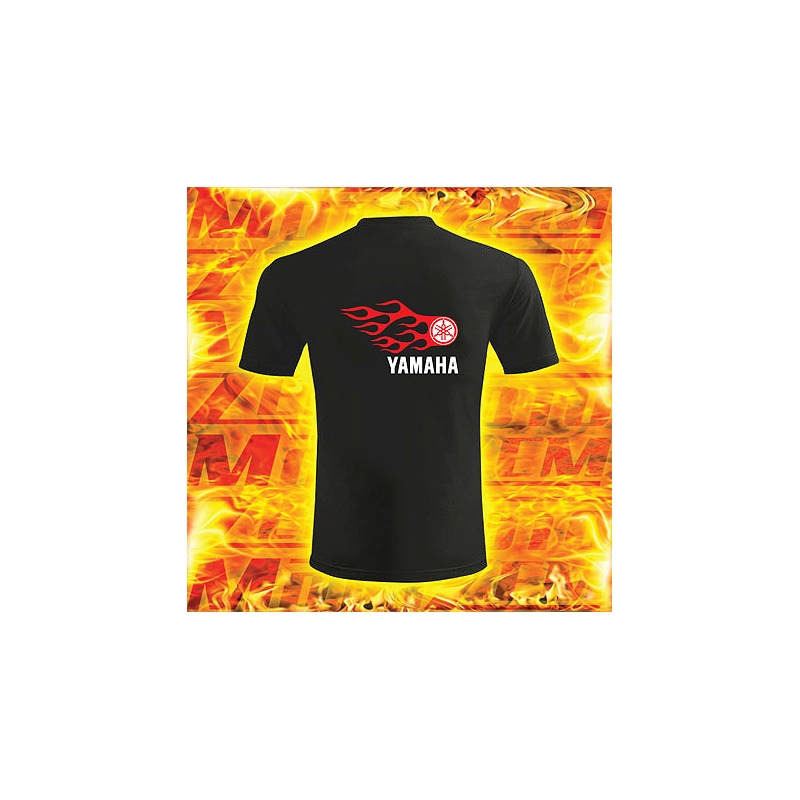 Motyw Yamaha shirt z czarnymi płomieniami
