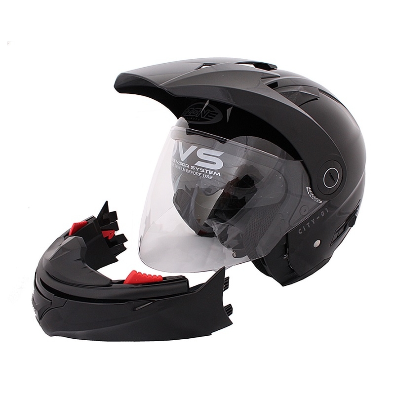 Kask Ozone City-01 ze zdejmowaną brodą czarny połysk wyprzedaż