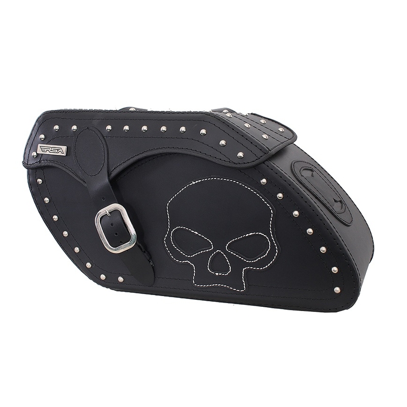 Sakwy skórzane na motocykl Chopper RSA-51B Skull wyprzedaż