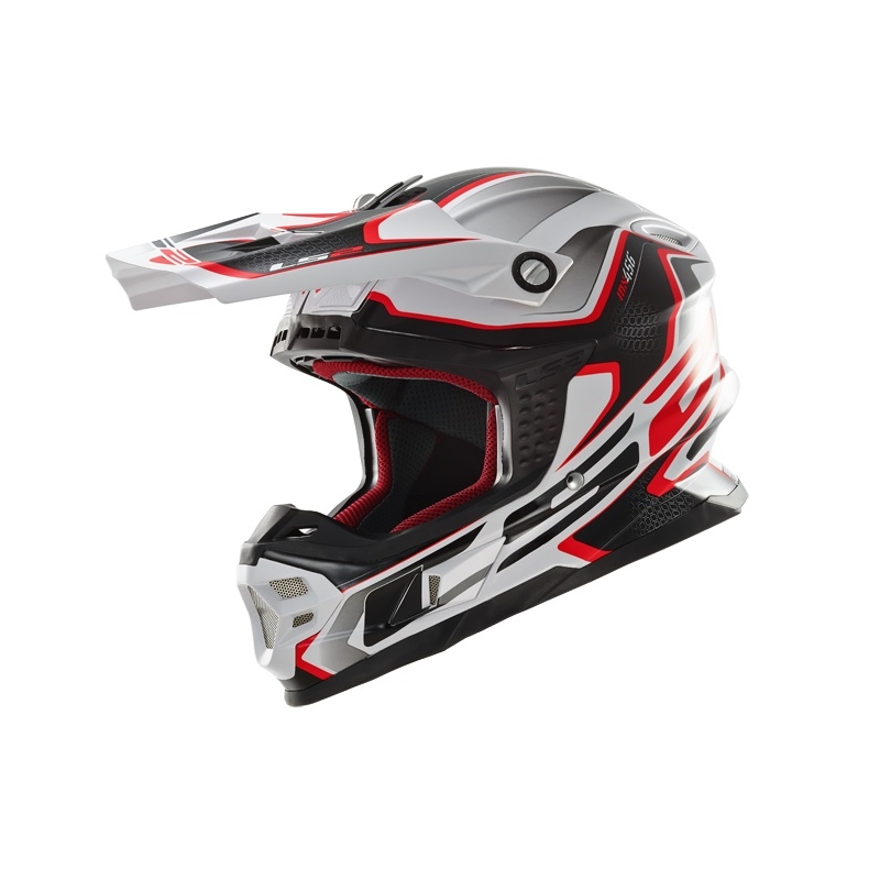Kask motokrosowy LS2 MX456 Compass biało-czerwony wyprzedaż